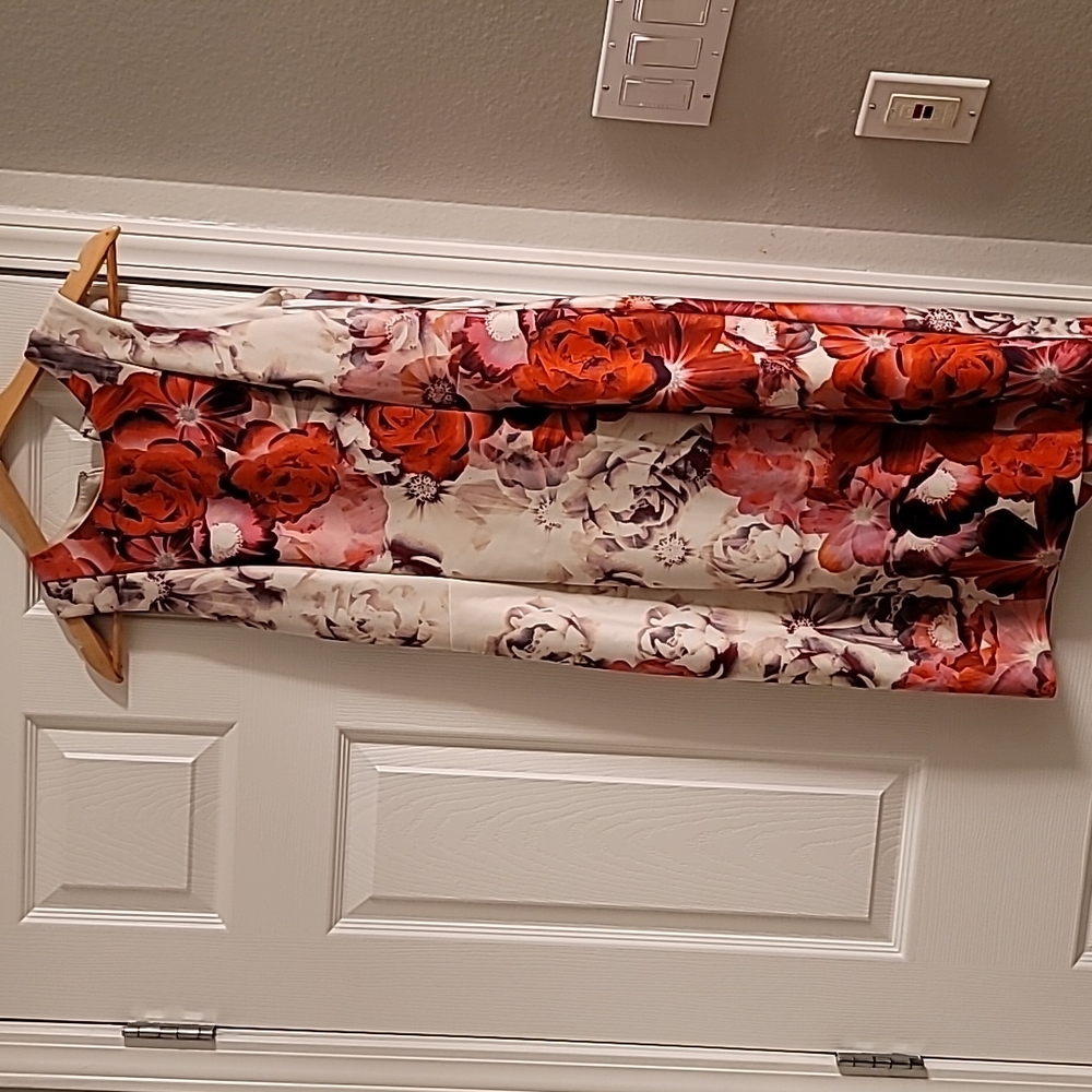 Eliza J Women's floral pink and white midi dress size 6